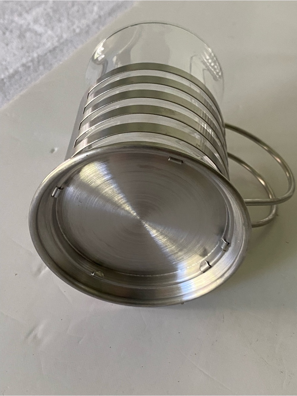 6 Glass Inserts With Decorative Silver Metal Handles - Picture 3 of 7